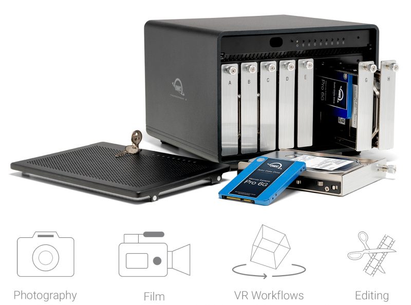 This latest addition to the popular ThunderBay line, introduced in 2014, now offers eight drive bays for either 2.5-inch or 3.5-inch HDDs or SSDs in any combination for up to 128TB of capacity.